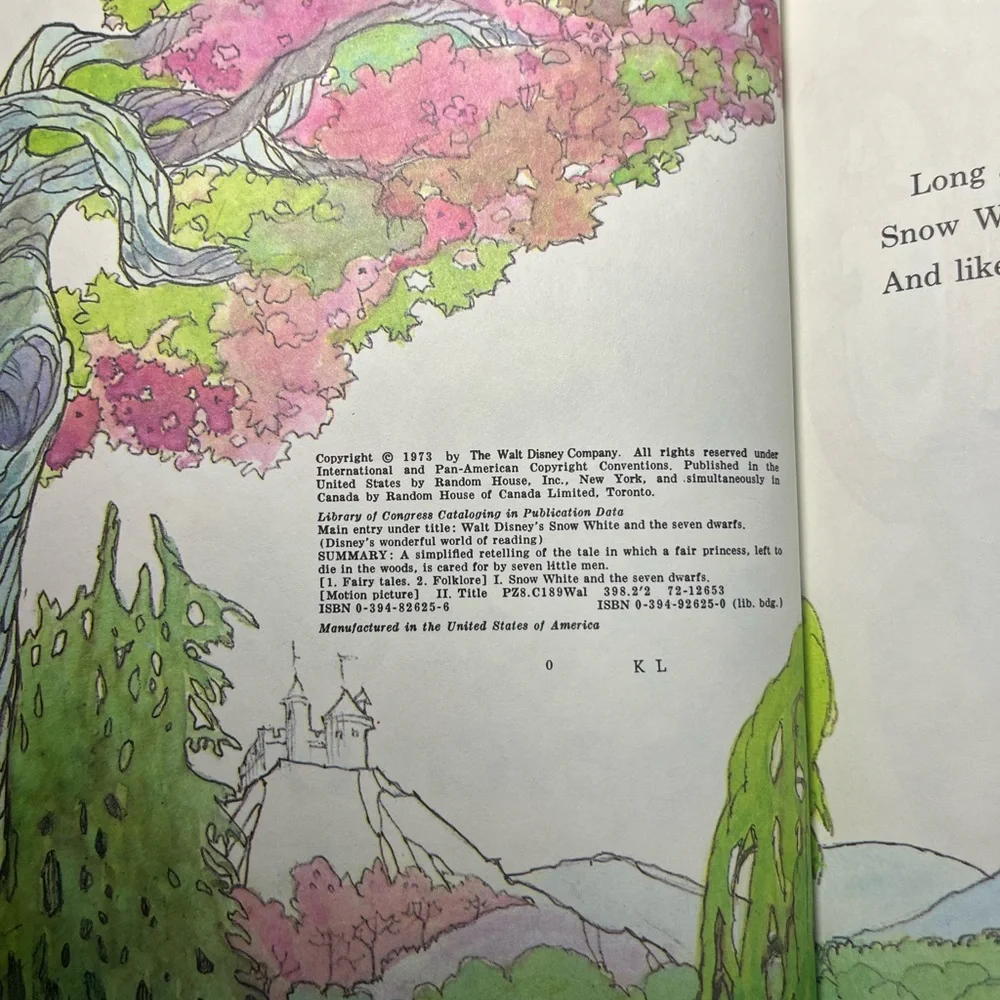 Vintage 1973 Walt Disney Snow White and the Seven Dwarfs Hardcover Book